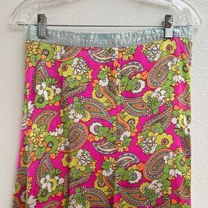 70’s Vintage Satin floral Paisley Pink Skirt